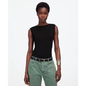 Madewell Low-Back Top Womens S Black Pullover Stretch Jersey Slim Fit Sleeveless